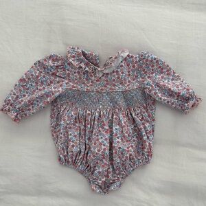 EUC smocked floral bubble